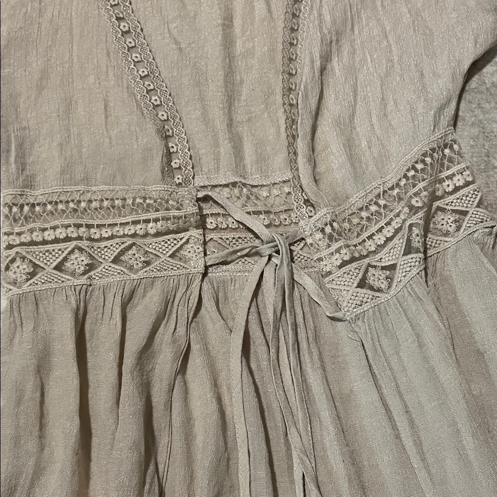 Women's Boho V-Neck Maxi Wrap Dress in Beige - Picture 3 of 5